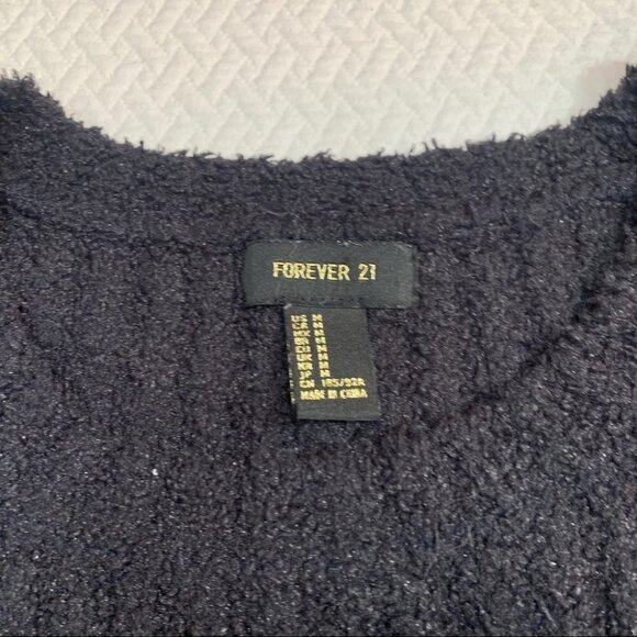 FOREVER 21🖤 Chenille Black Chunky Sweater Size M - Picture 6 of 9